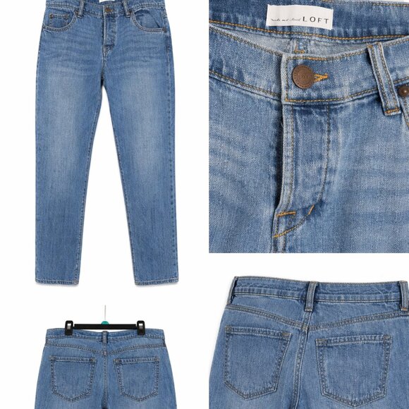LOFT Straight Leg Jeans Size 8 | Light Wash Mid Rise Classic Denim Pants - Picture 2 of 5